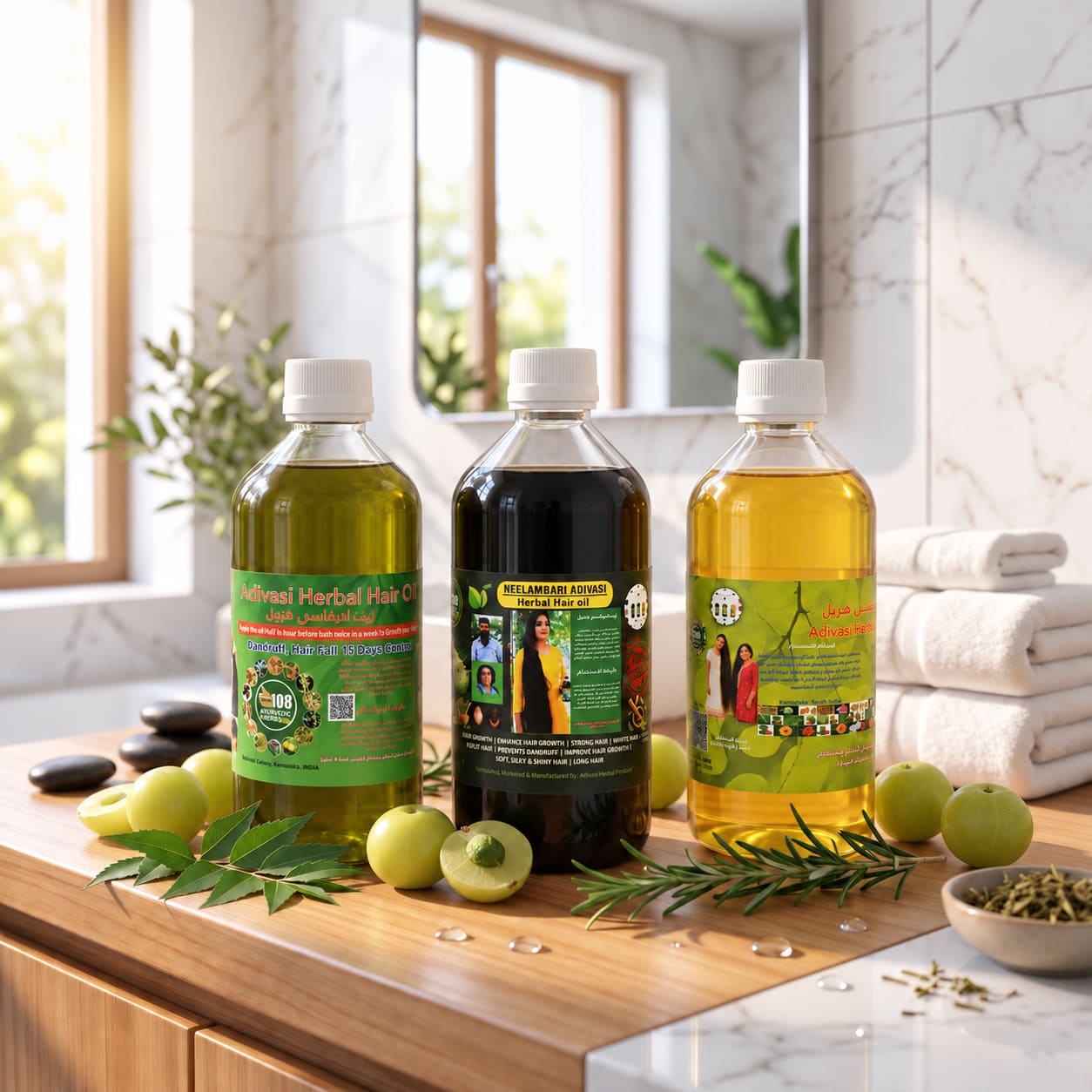 108 Herb Hair Oil Set — 3 × 500 ml