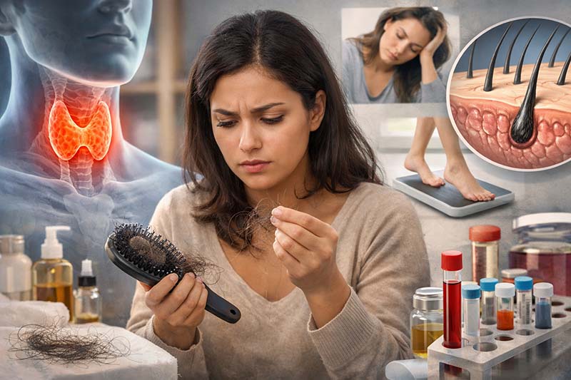 الغدة الدرقية وتساقط الشعر: الأعراض التي تلاحظها + متى تعمل فحوصات؟